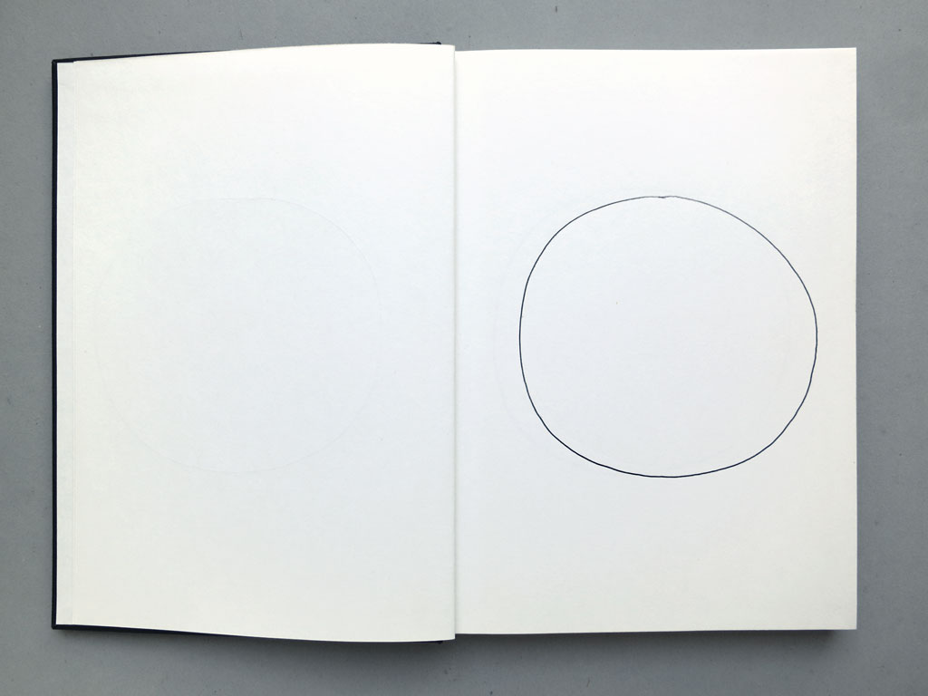 Claude Closky, ‘82 attempts at drawing a circle freehand’, 1991, ballpoint pen on sketch pad, 162 pages, 21,5 x 14,5 cm.